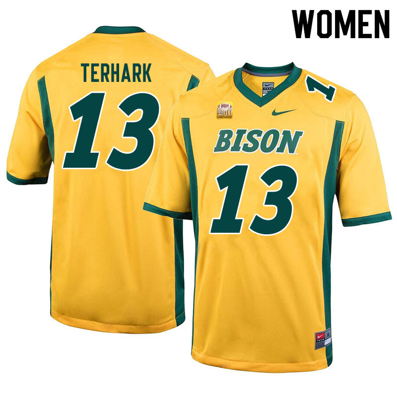 Women #13 Tyler Terhark North Dakota State Bison College Football Jerseys Sale-Yellow - Click Image to Close